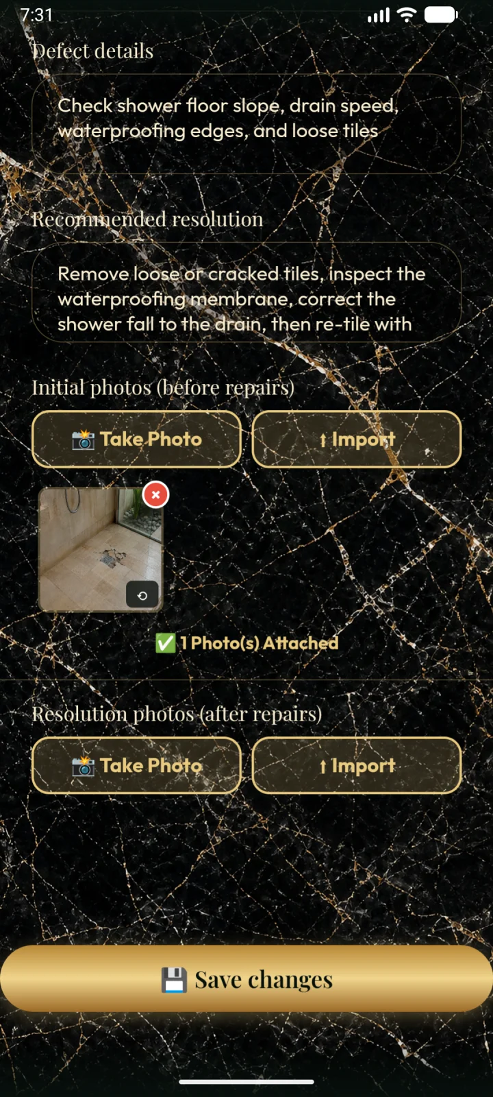 Adding defect photographs in the Android release