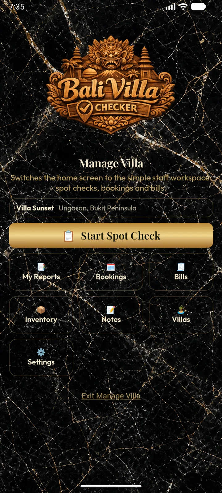 Manage Villa dashboard from the Play Store release